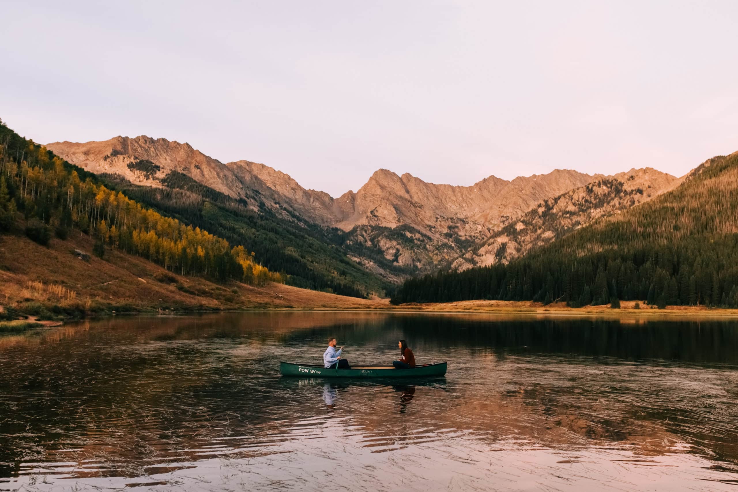 Mountain engagement photos at Piney Lake in Vail Colorado