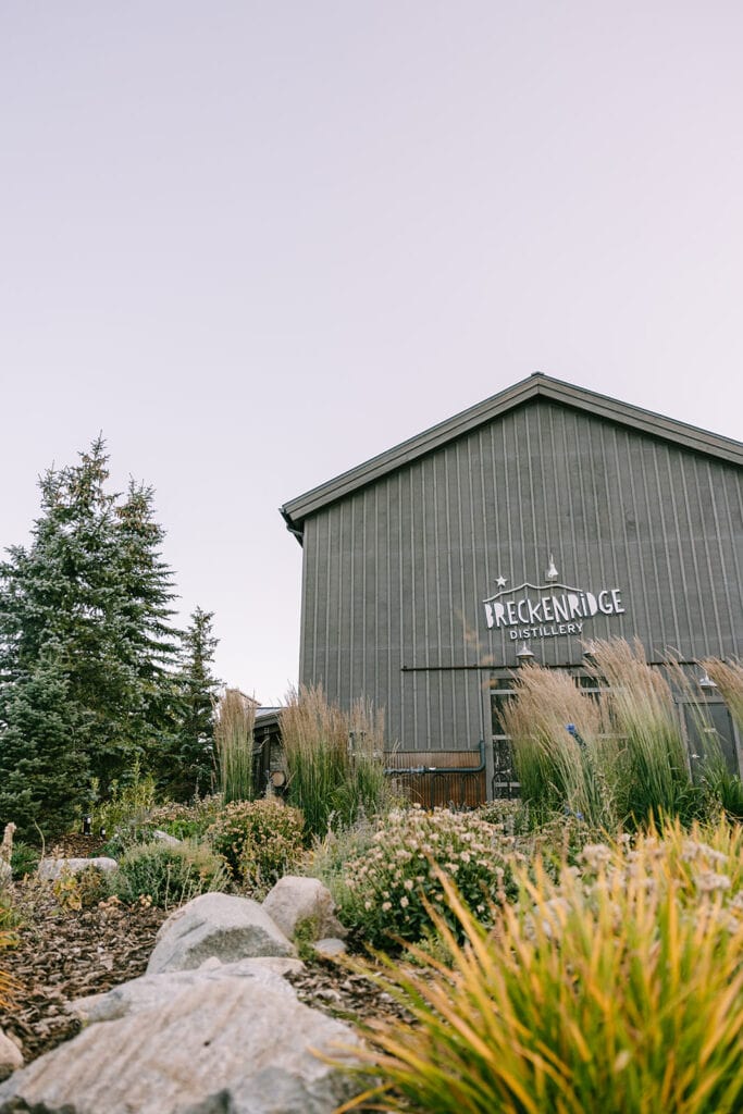 Photo out the outside of Breckenridge Distillery in the summer in Breckenridge, Colorado