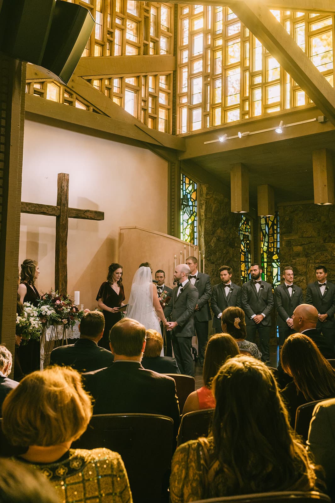 photo of wedding ceremony in the aspen chapel