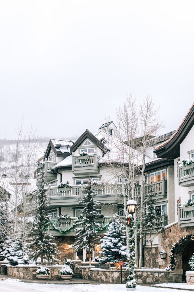 Snowy day in vail village for Christmas