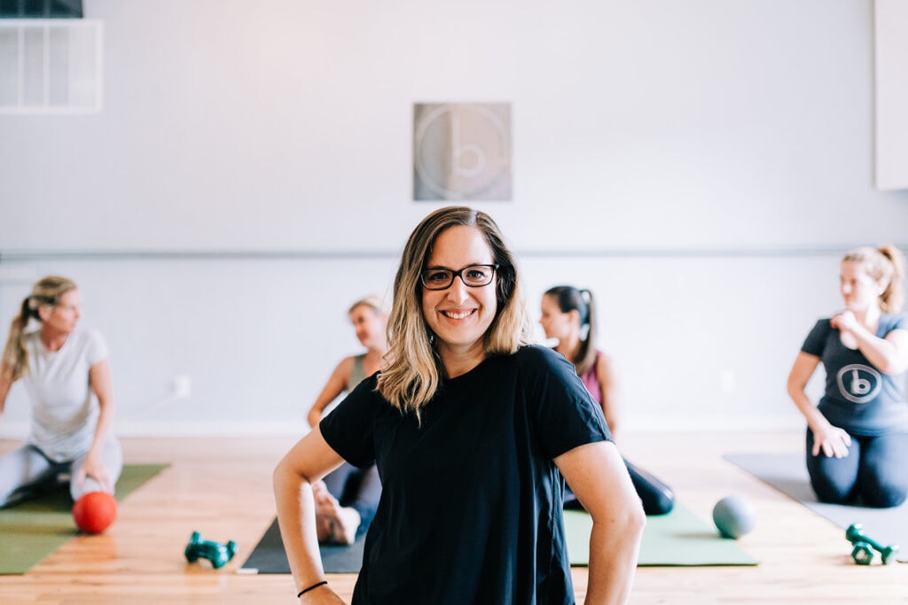 Indoor yoga studio branding photos for Studio B in Frisco