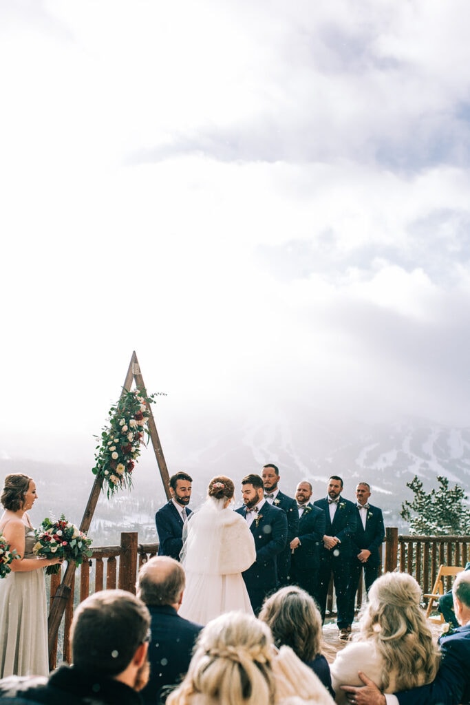 Snowy winter outdoor wedding ceremony at The Lodge at Breckenridge