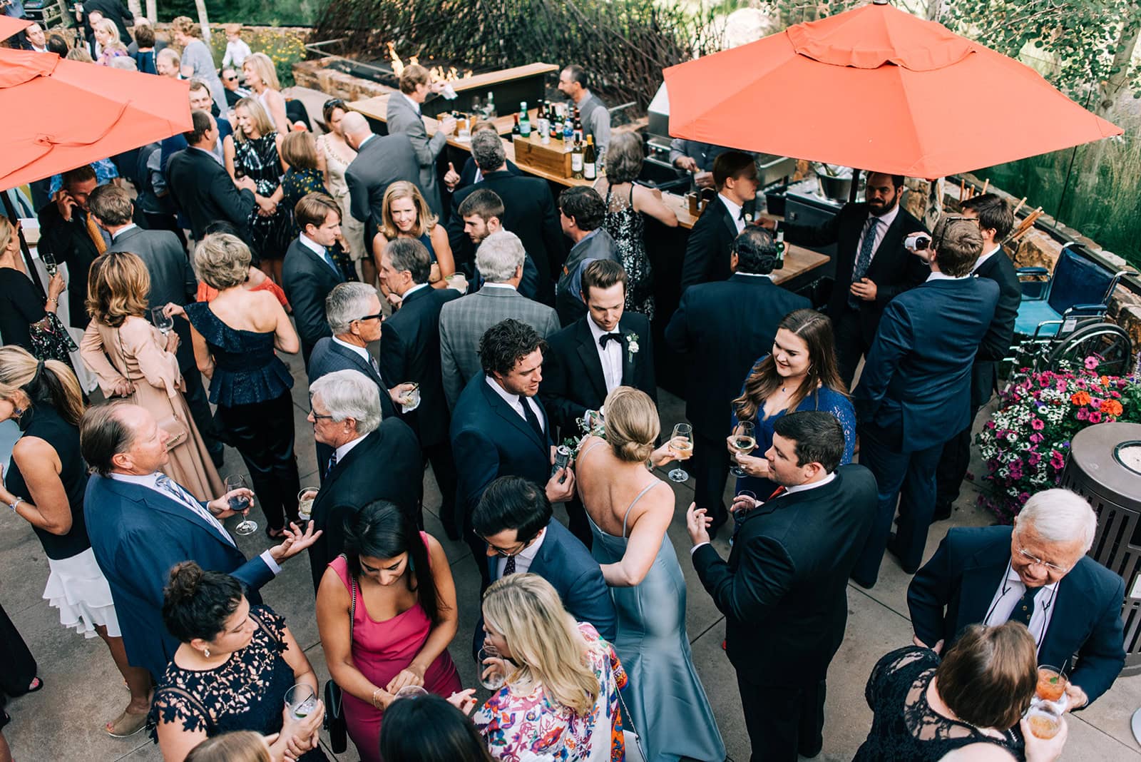 Outdoor cocktail hour at Grand Hyatt Vail wedding