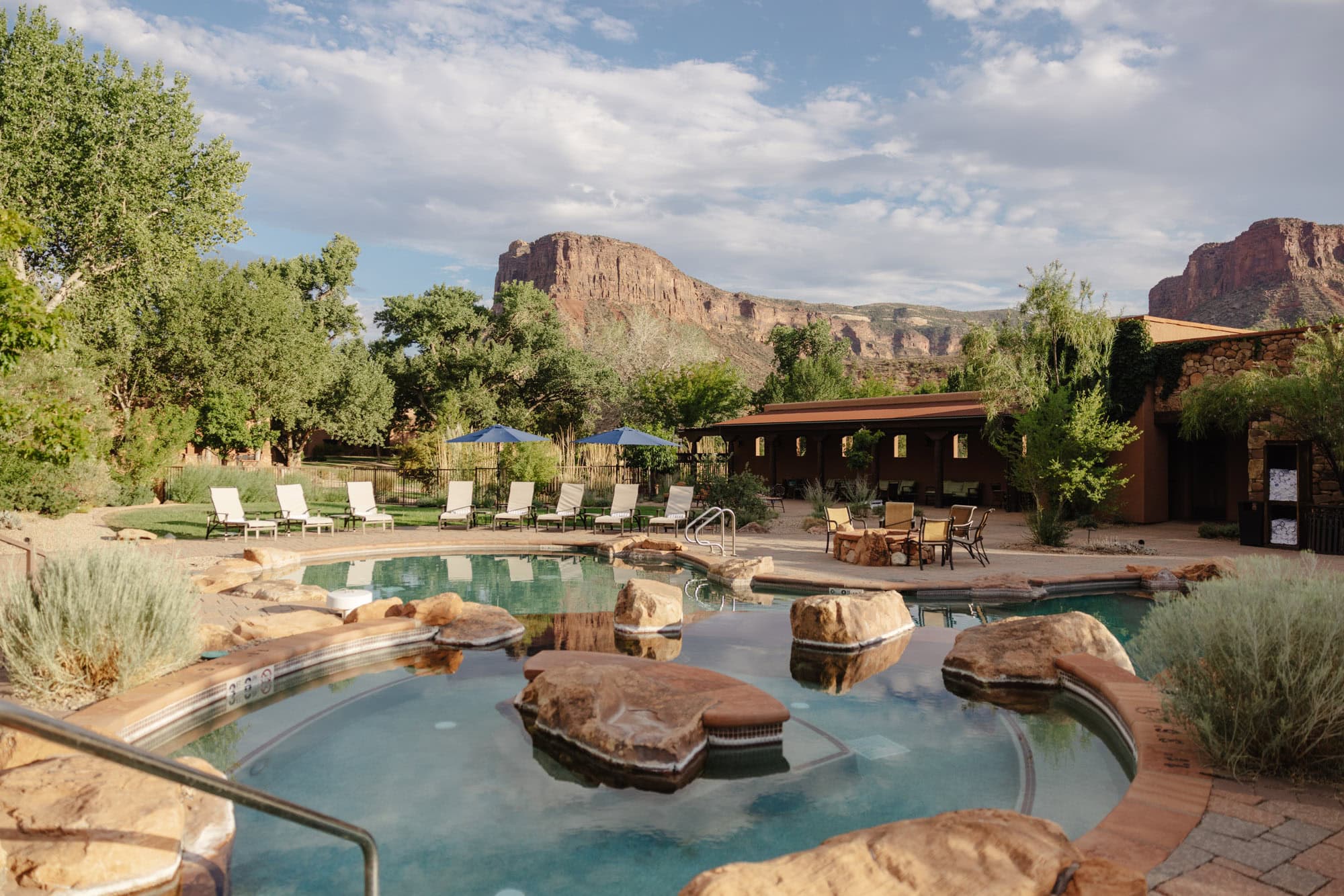 pool at Gateway Canyon Resort with vista views and trees